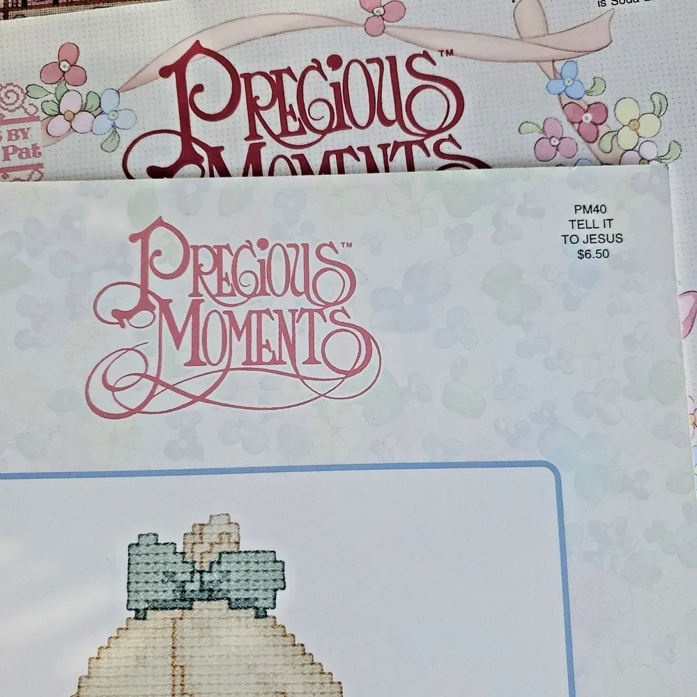 Precious Moments Designs Gloria & Pat Vintage Cross Stitch Book Lot 4 & Patterns
